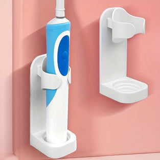 1pc Wall-Mounted Electric Toothbrush Holders, Self-Adhesive Toothbrush Head Stands, No-Drill Storage Racks, Plastic, Bathroom Organizer Accessories