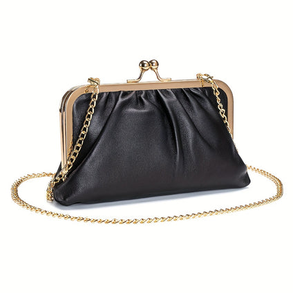 1pc Genuine Leather Clutch Bag, Fashion Credit Card Holder, Women's Casual Handbag, Shoulder Bag & Crossbody Pouch