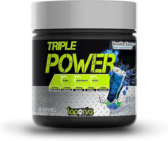 Laperva Triple Power Blue Raspberry Pre Workout Supplement 30 Servings 385ml