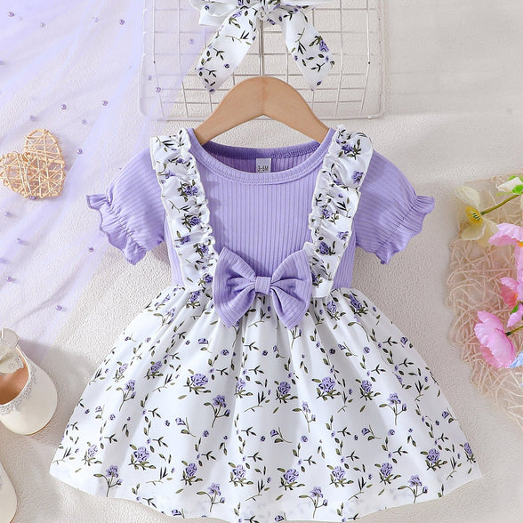 Baby's Adorable Bowknot Decor Flower Dress: Perfect for Summer, Holidays & Gifts