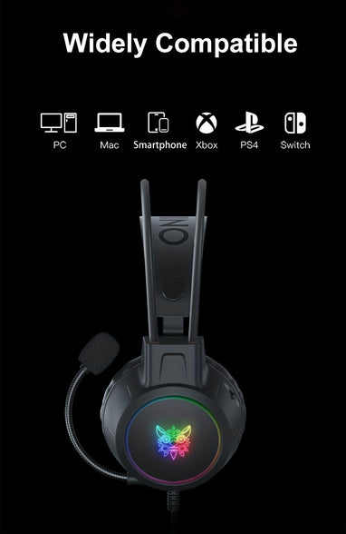 Ultimate Gaming Experience: Onikuma Double Head Beam Noise Cancelling Stereo Surround Headphones with RGB Lighting