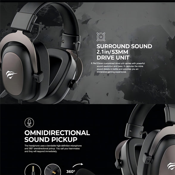 Ultimate High-Tech Gaming Headset: Surround Sound, Detachable Microphone, Adjustable Comfort