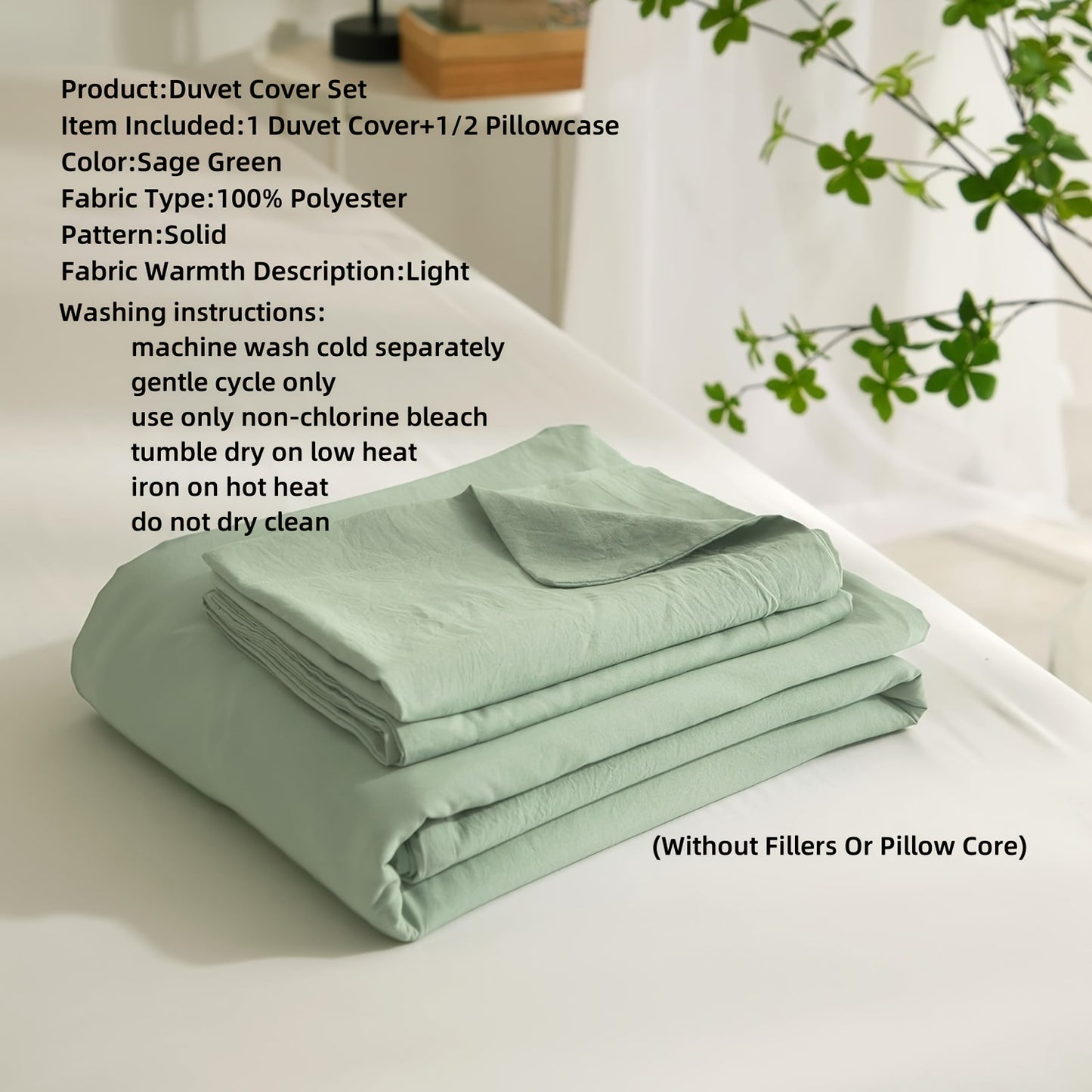 Elegant Sage Green Duvet Cover Set - Soft Luxury Bedding