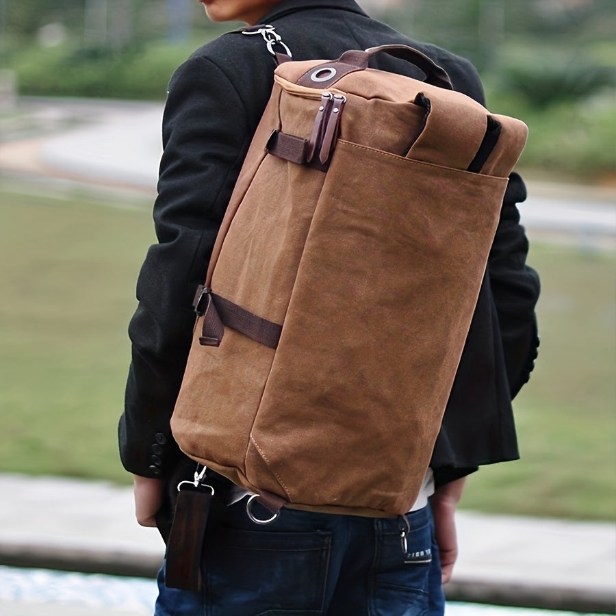 Urban Voyager: Men's Fashion Canvas Backpack for Stylish Travelers