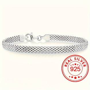 Stunning 18K Plated Sterling Silver Mesh Link Bracelet Gift