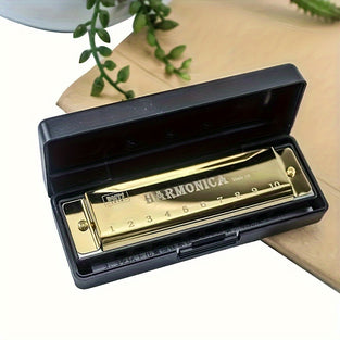 1pc 10 Holes Harmonica Mouth Organ Puzzle Musical Instrument Beginner Teaching Playing Gift Copper Core Resin Harmonica