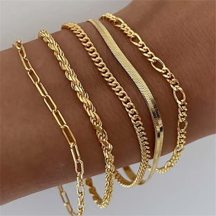 10pcs/Set Simple Double Layer Bracelets Stainless Steel Silver Plated Hand Jewelry