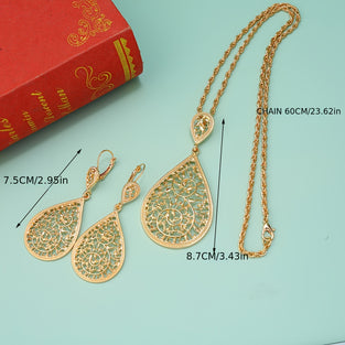 18k Gold Plated Waterdrop Jewelry Set for Daily  Party