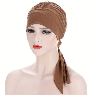 Solid Color Ruched Head Wrap Casual Elastic Turban Cap Beanies Lightweight Ramadan Headscarf Casual Hijab Hats Chemo Cap For Women