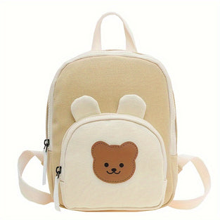 1pc Fashion Children's Backpack, New Cartoon Contrast Color Cute Mini Bag, Simple Canvas Cute Backpack