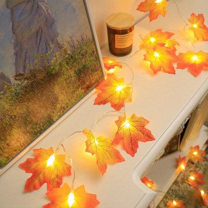 1pc Maple Leaf Styling LED Fairy Lights Thanksgiving Decoration Fall Decoration Halloween Plant Fence Party Stair Railing Valentine's Day Decoration