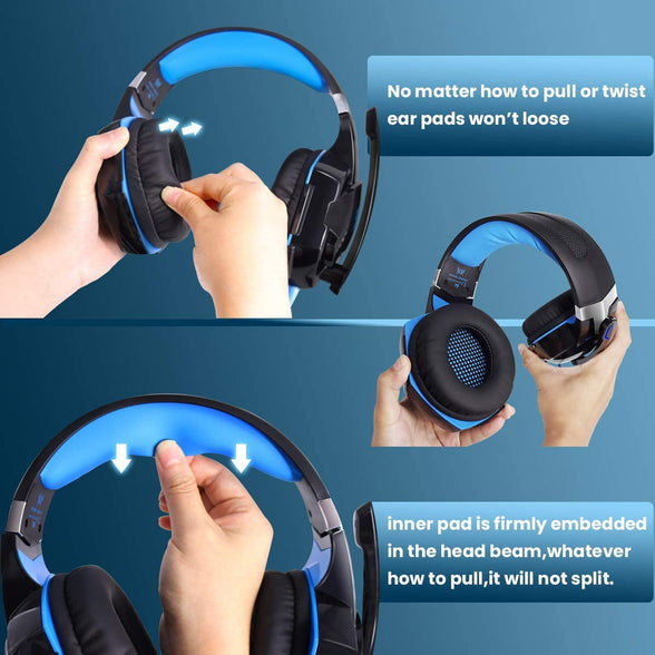 Immerse Yourself in Gaming: Premium Headset with Noise-Cancelling Mic, LED Lights, and Soft Memory Earmuffs