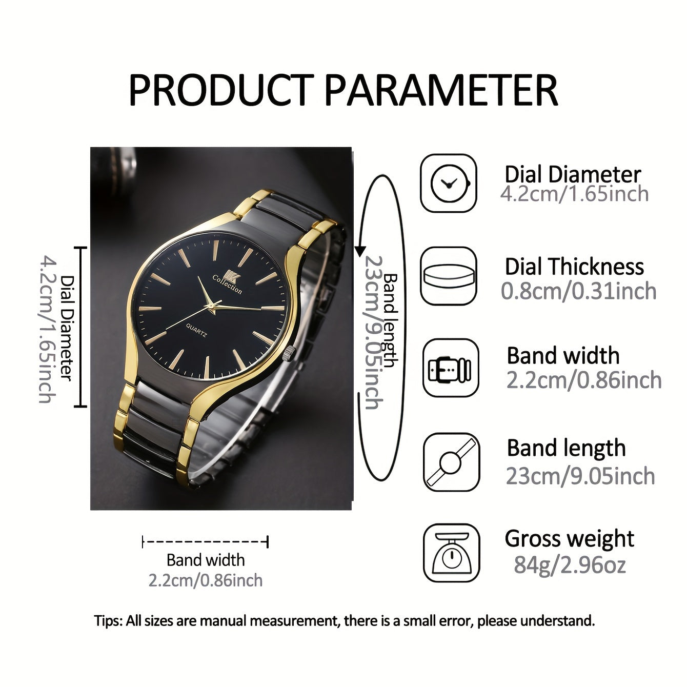 Golden Black Classic Business Quartz Watches: Perfect Couple Gift Set