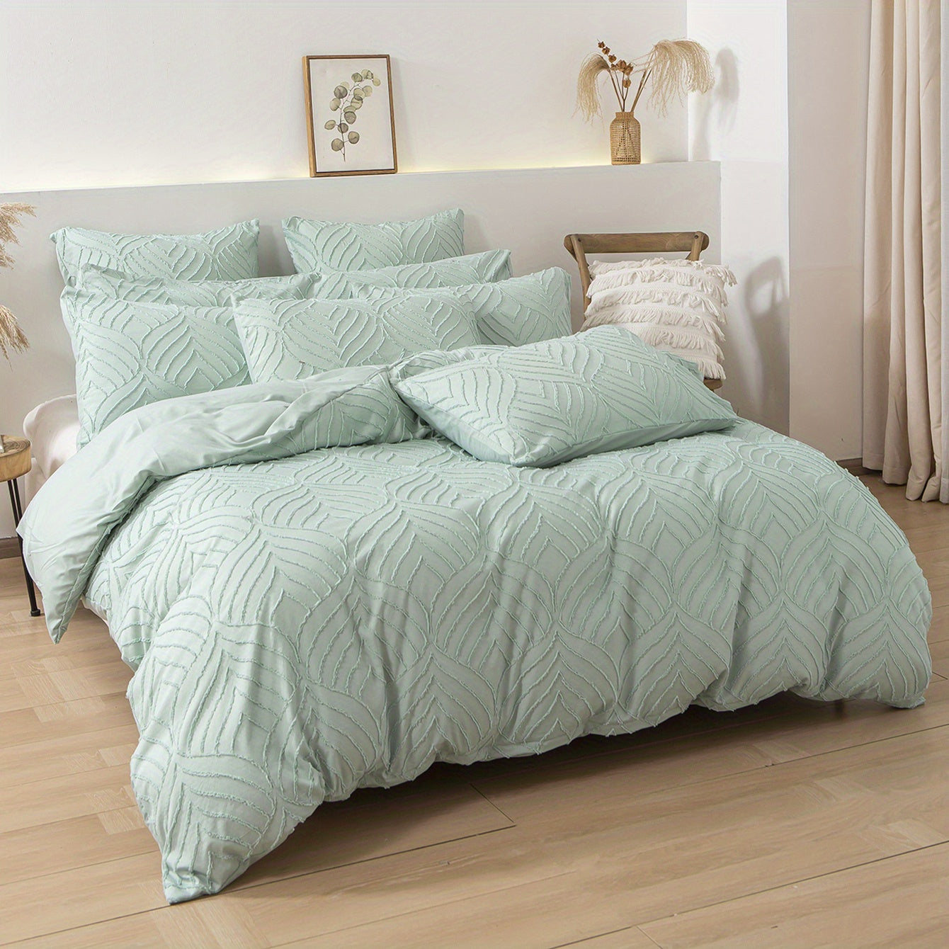 Elegant Leaf Jacquard Duvet Cover Set