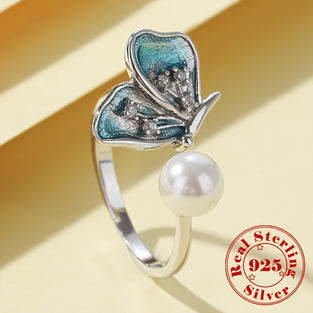 High Quality 925 Sterling Silver Butterfly Design Cuff Ring