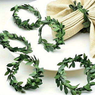 10pcs, Faux Vine Rings Napkin Ring, Decorative Napkin Rings For Birthday, Farmhouse, Wedding, Restaurant, Hotel, Valentine's Day, Banquet, Buffet Table Decoration, Party Favor Supplies, Home Kitchen Table Decoration