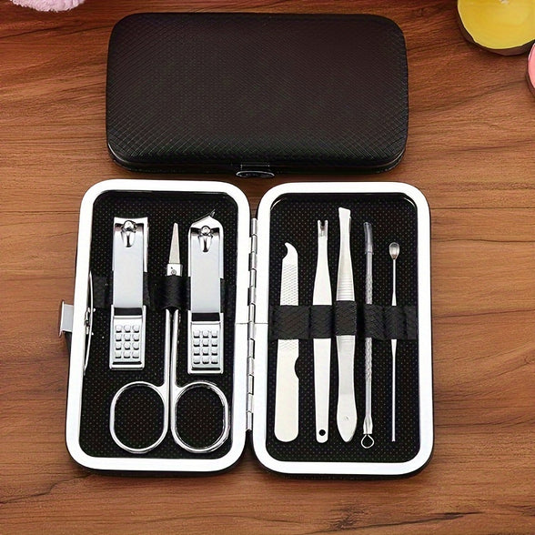 Nail Clippers Manicure Tool Set Stainless Steel Travel Case