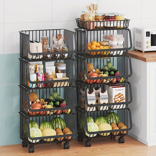 1pc Kitchen Multi-Layer Vegetable Basket, Vegetable And Fruit Storage Basket, Removable Vegetable Drain Basket, Kitchen Multi-Functional Storage Rack, Large Capacity Storage Rack For Idle Items, Multi-Layer Vegetable And Fruit Cart For Home Use