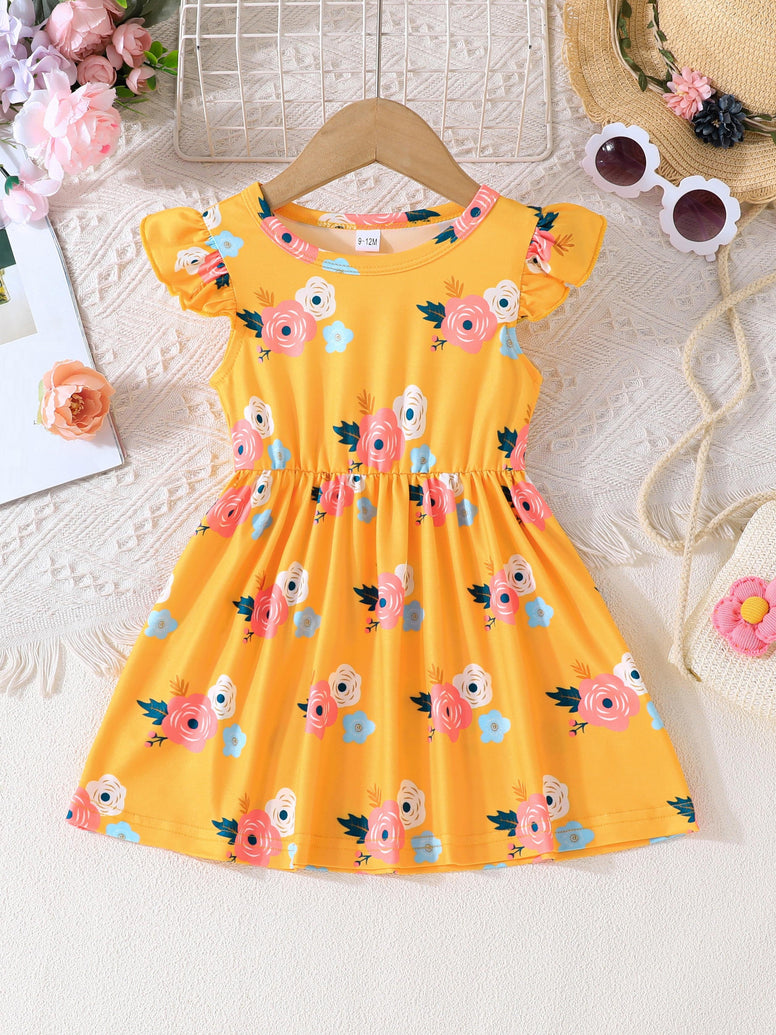 3pcs Baby's Flower Polka Dots Pattern Casual Dress - Adorable Infant Toddler Girls Clothing for Summer