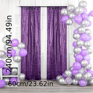 1pack 60*240cm Purple Sequin Backdrop Curtains, Glitter Background Curtains For Christmas, Birthday, Wedding, Party Decoration Home Decor