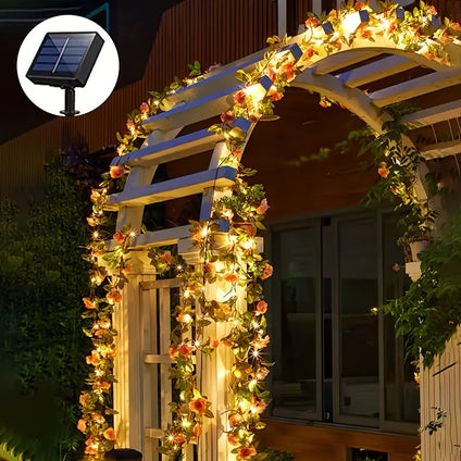 1pc Artificial Rose Flower String Light String, Solar Power Fairy Light, Waterproof Atmosphere Light For Party, Holiday, Wedding, Christmas, Yard, New Year, Birthday, Valentine's Day