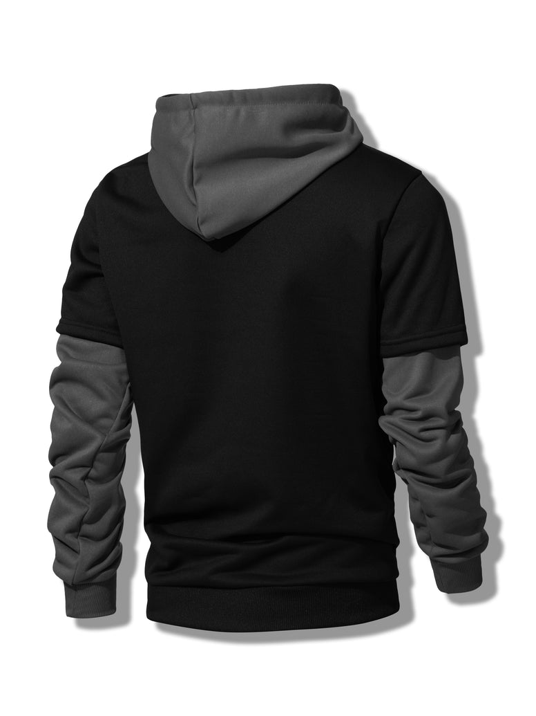 Color Block Design Faux Two-Piece Hoodie: The Ultimate Men's Streetwear for Winter and Fall