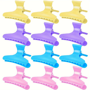 12pcs Solid Color Hair Claw Clips Trendy Non Slip Hair Grab Clips Ponytail Holders For Women And daily use