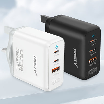 GAN 100W 3-Port Fast Charging PD Wall Charger: Fast Charging Multi-Port USB-C Travel Adapter for Samsung S10/S9/S8 Plus, iPhone XS Max/XR, iPhone 11 & More