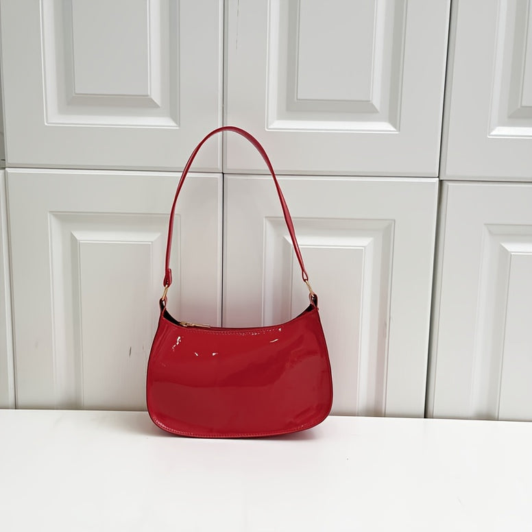 Chic and Sophisticated: Trendy Glossy Shoulder Bag for Women in Patent PU Leather