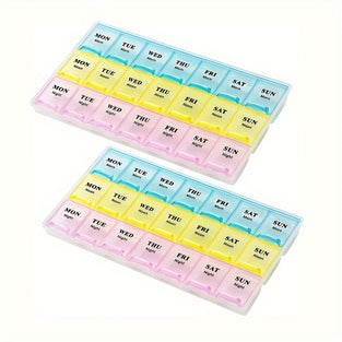 Compact 21-Day Pill Organizer With Lids