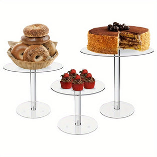 1/2/3pcs Clear Acrylic Cake Display Stands, Acrylic Storage Stands For Dessert Cupcakes Hats Jewelry, Table Decor Stands for Wedding, Event, Birthday Party