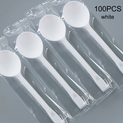 100pcs Individually Wrapped Plastic Spoons - 13.46cm Thickened Disposable Packaged Spoons, Take Away Utensils For Party And Restaurant