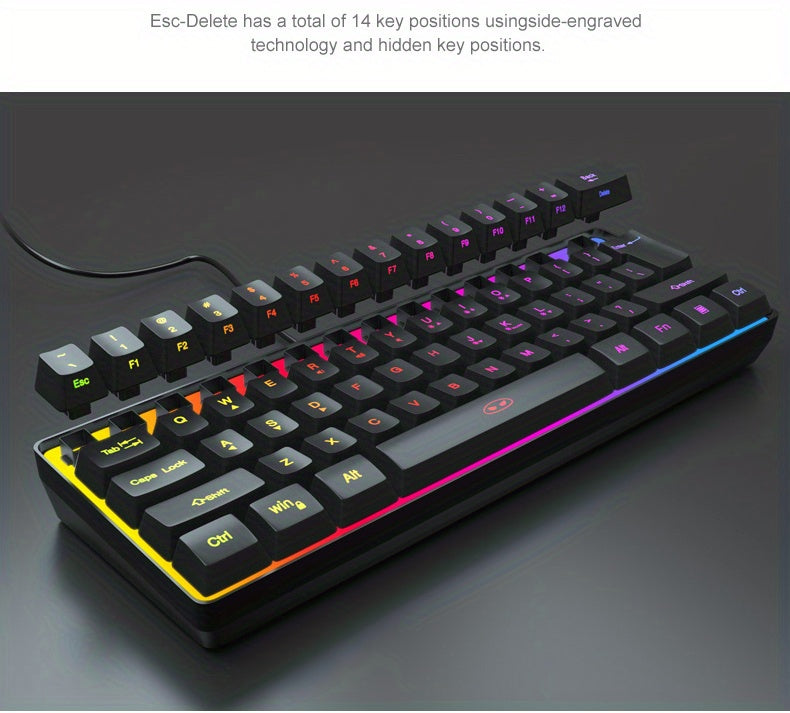 TS91 Mini 60 Gaming Office Keyboard: Waterproof, Compact, RGB Backlit