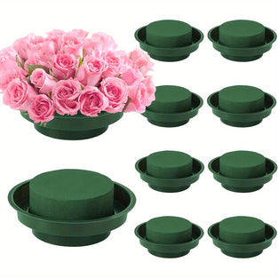 10pcs, Green Round Wet Floral Foam For Flower With Bowl, 11.99cm DIY Flower Arrangement Kit Floral Foam, Wedding Decoration, Table Ornament, Party Decoration