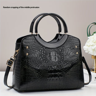 Classic Crocodile Pattern Handbag, 2024 New Fashion Women's Shoulder Bag, Versatile PU Leather Purse For Ladies