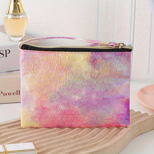 1pc Gradient Ladies Makeup Bag, PU Fashionable Coin Purse, Portable Waterproof Travel Makeup Bag, Exquisite Travel Home Waterproof Toiletry Bag, Ladies Handheld Portable Storage Bag, Best Gift