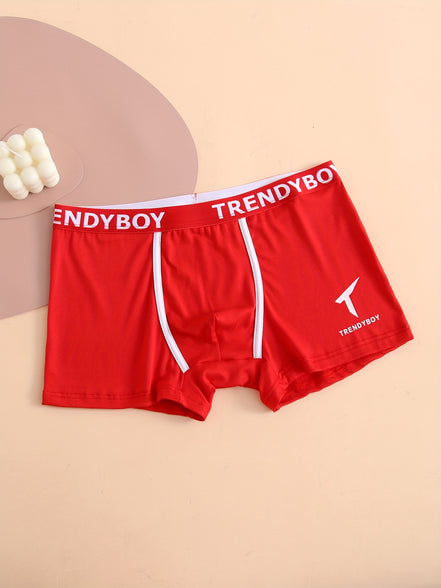 3PCS Men's Cotton Solid Color Comfortable Boxer Briefs - Fashion Letter Print, Sports Breathable Men's Underwear