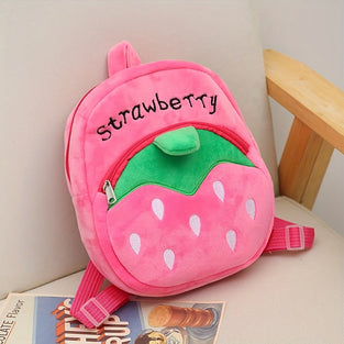 1pc Cute Plush Backpack, Strawberry Animal Faux Fur Bag, Ideal choice for Gifts