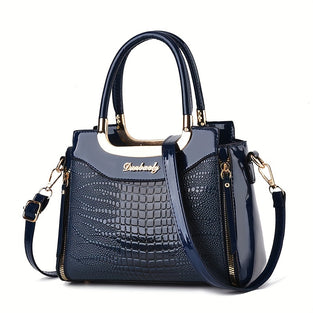 Trendy Crocodile Pattern Tote Bag, Multi-pocket Shoulder Bag, Perfect Handbag For Commuting