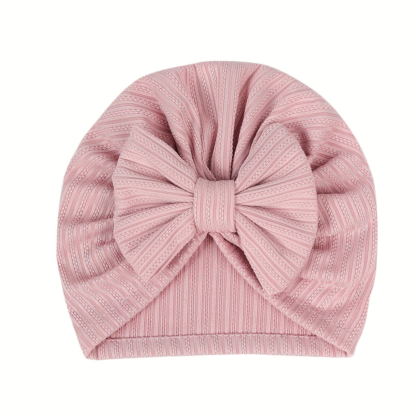 3PCS Four-Sided Elastic Baby Plain Color Hats with Bowknot for Baby Girls - Cute and Stylish Accessories