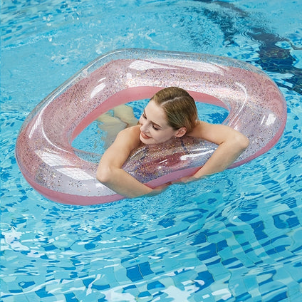 1pc Love Shaped Swimming Ring, Sequin Decor Water Floating Ring, Suitable For Outdoor Beach Activities, Pool Party