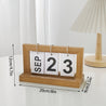 Elegant Wooden Desk Calendar with Bilingual Display in English and Arabic