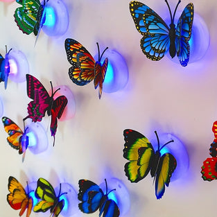 8pcs/16pcs/24pcs Multicolor LED 3D Butterfly Decoration Night Light, Wall Sticker Light For Garden, Backyard, Lawn, Party, Festive, Home Decoration, Yard Decoration