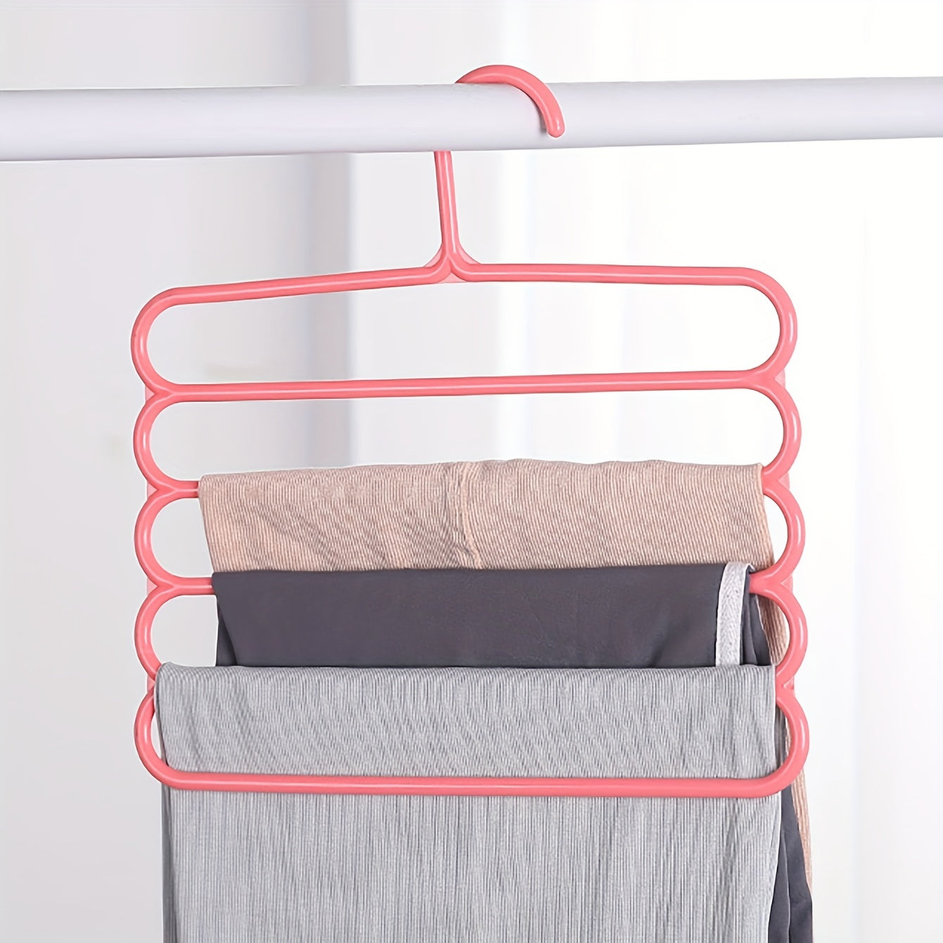 5-Tier Folding Pants Hanger - Space-Saving Metal Organizer