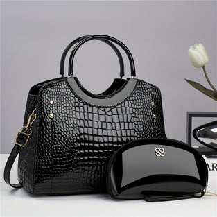 Fashion Top Handle Satchel Bag, Trendy Textured Crossbody Bag, Women's Luxury Handbag, Shoulder Bag & Purse