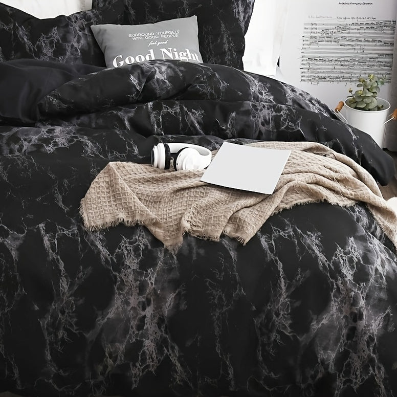 Elegant Marble-Inspired 3-Piece Duvet Cover Set