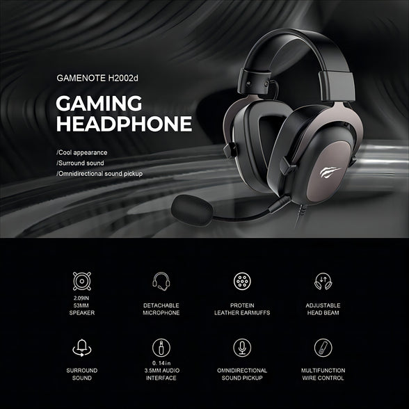 Ultimate High-Tech Gaming Headset: Surround Sound, Detachable Microphone, Adjustable Comfort