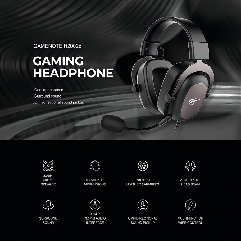 Ultimate High-Tech Gaming Headset: Surround Sound, Detachable Microphone, Adjustable Comfort