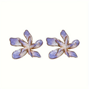 1 Pair French Vintage Creative Purple Flower Stud Earrings, Unique Design Stud Earrings, Birthday Gift