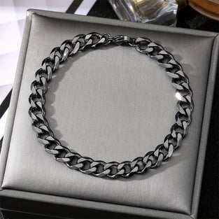 Black stainless steel chain bracelet for stylish unisex jewelry